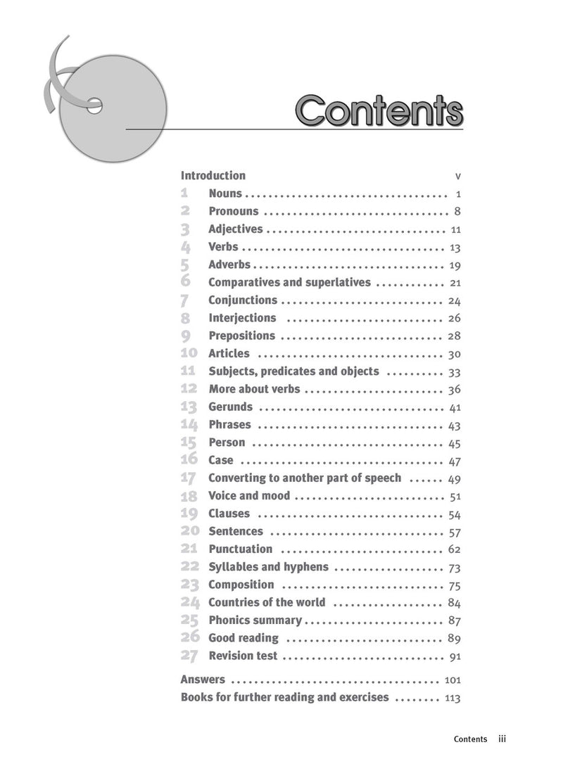 Sample interior page from the Excel Essential Skills All You Need to Know About Grammar workbook as shown in the publisher preview