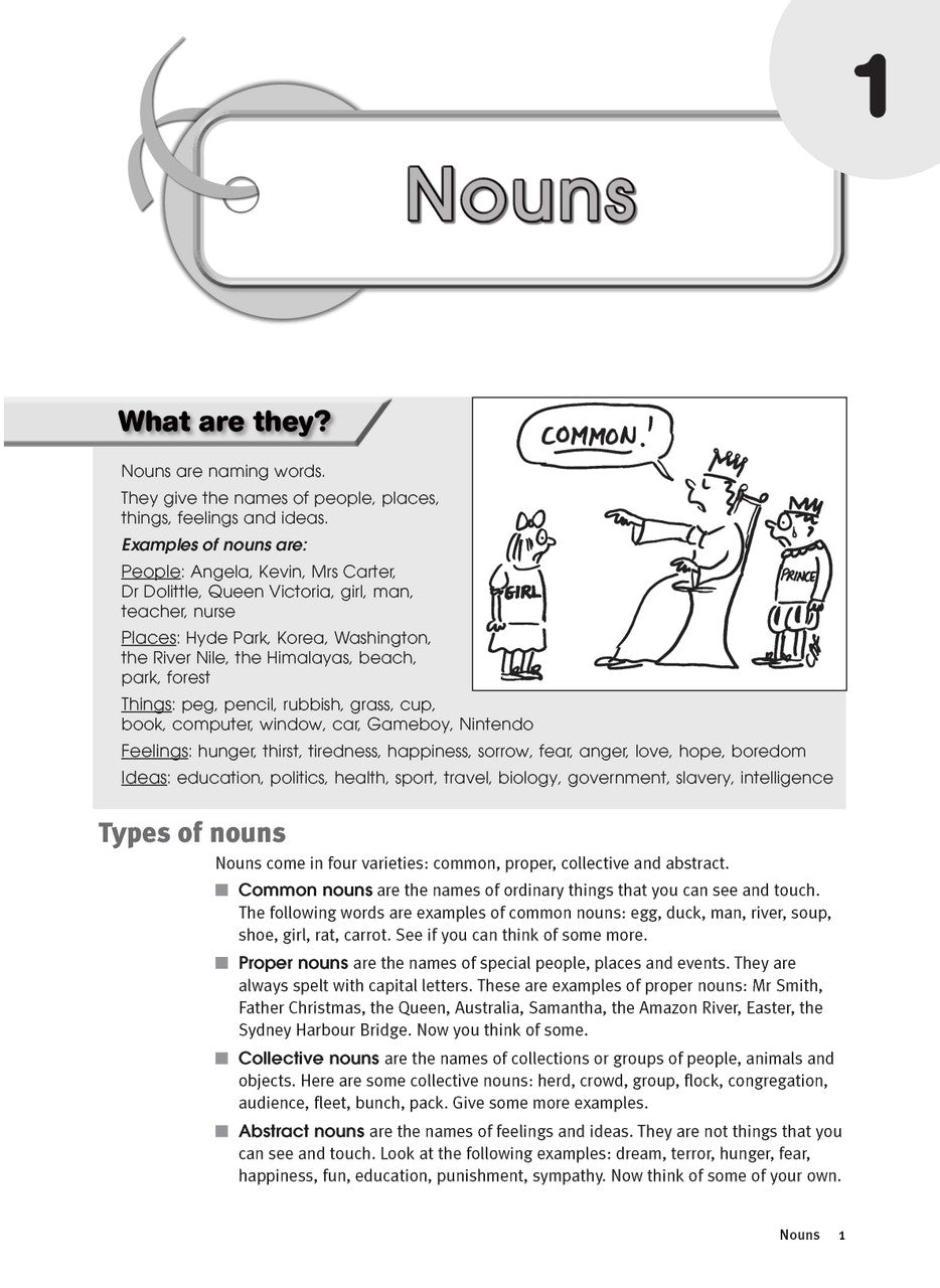 Sample interior page from the Excel Essential Skills All You Need to Know About Grammar workbook as shown in the publisher preview