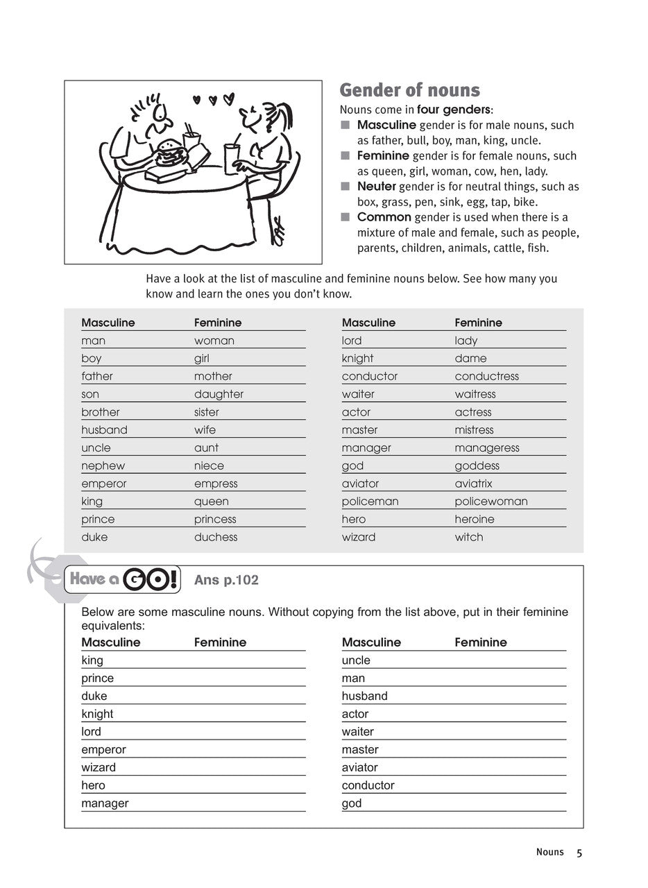 Sample interior page from the Excel Essential Skills All You Need to Know About Grammar workbook as shown in the publisher preview