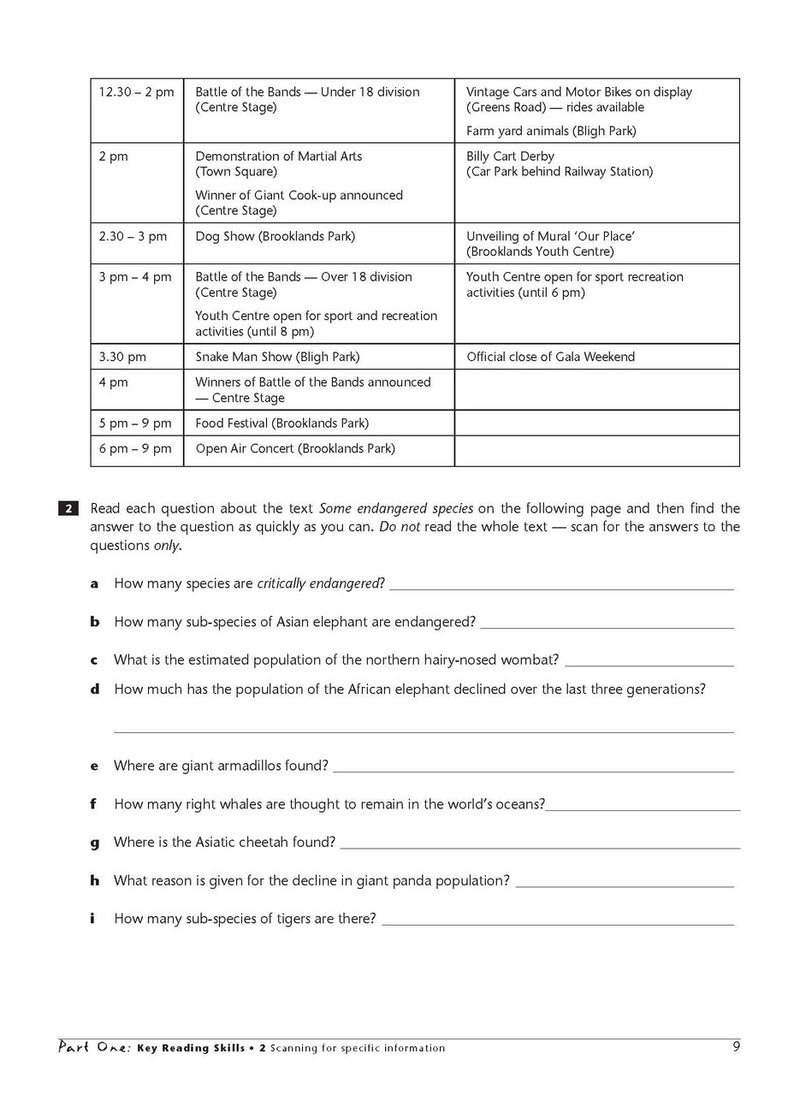 Sample interior page from the Excel Essential Skills Developing Your Comprehension Skills workbook as shown in the publisher preview
