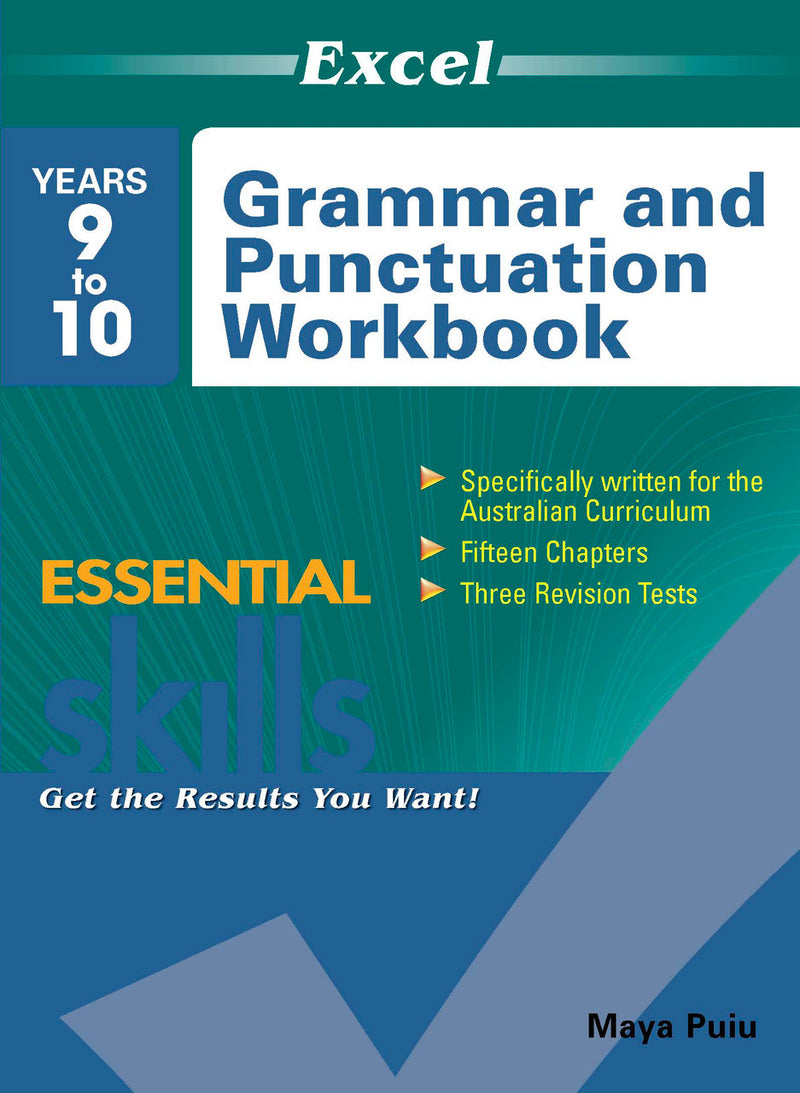 Front cover of the Excel Essential Skills Grammar and Punctuation Workbook Years 9-10 from Pascal Press