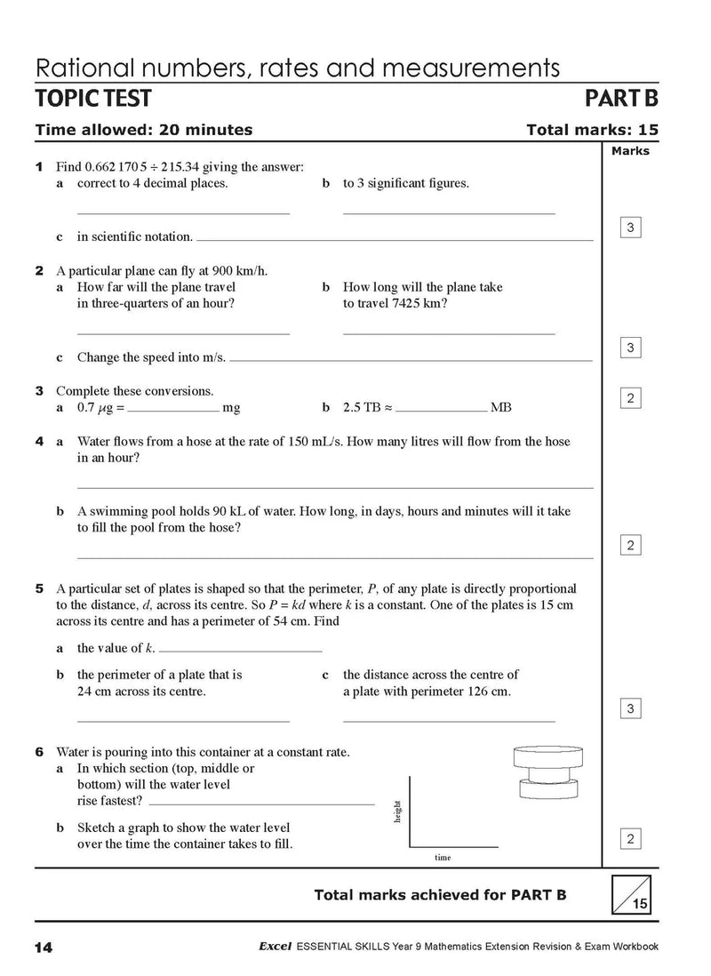 Ninth sample inside page from Excel Essential Skills Mathematics Extension Revision and Exam Workbook Year 9, showing printed maths content from the workbook