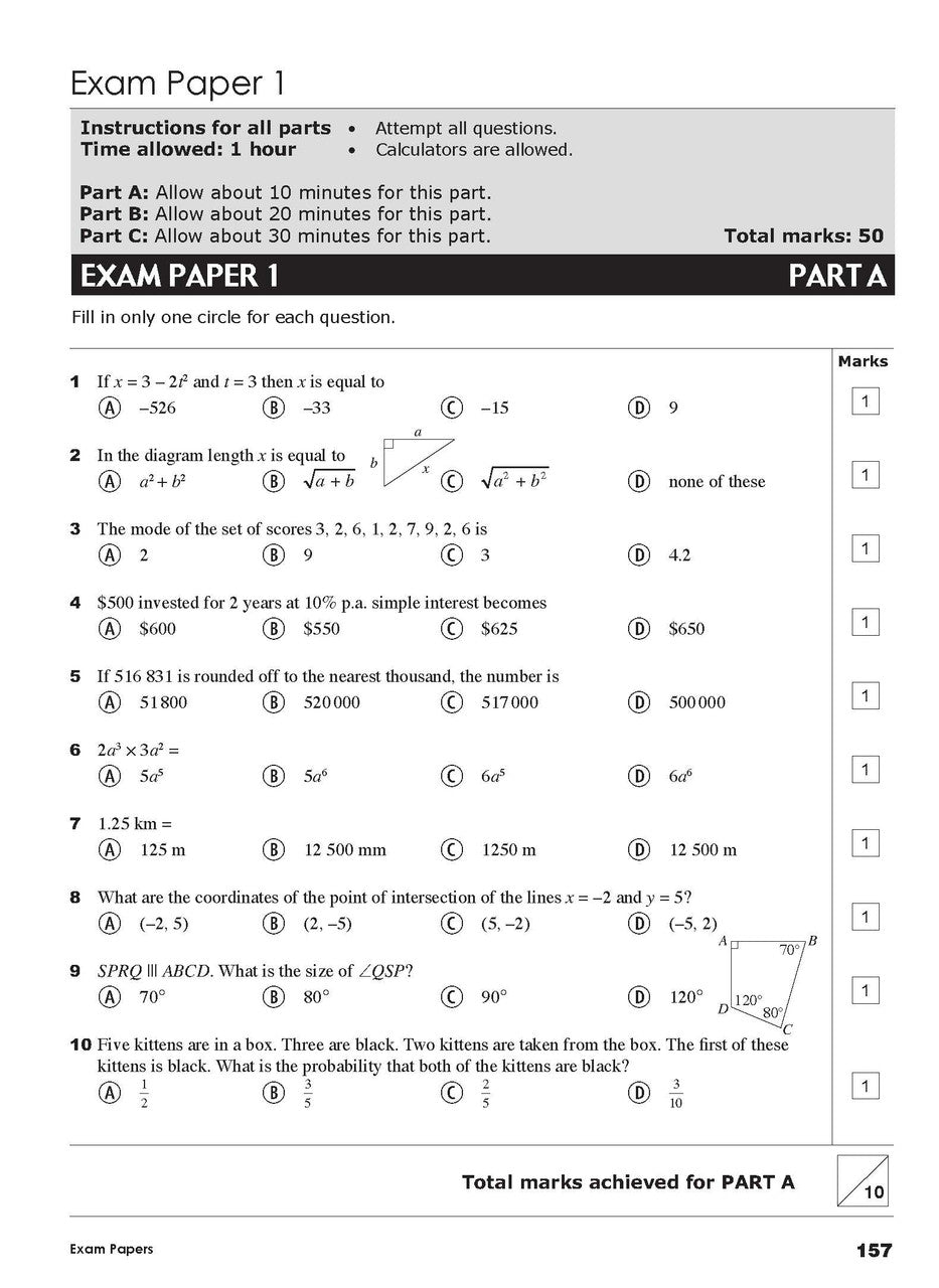 Tenth sample inside page from Excel Essential Skills Mathematics Extension Revision and Exam Workbook Year 9, showing printed maths content from the workbook