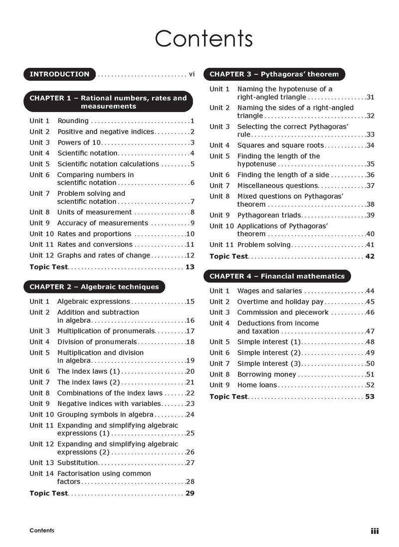 First sample inside page from Excel Essential Skills Mathematics Extension Revision and Exam Workbook Year 9, showing printed maths content from the workbook