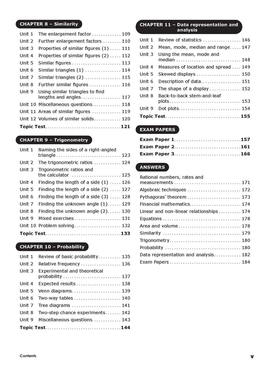 Third sample inside page from Excel Essential Skills Mathematics Extension Revision and Exam Workbook Year 9, showing printed maths content from the workbook