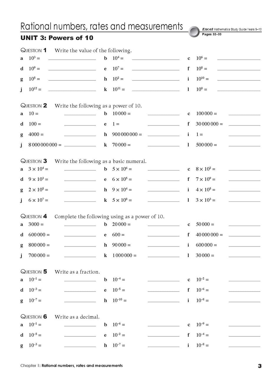 Seventh sample inside page from Excel Essential Skills Mathematics Extension Revision and Exam Workbook Year 9, showing printed maths content from the workbook