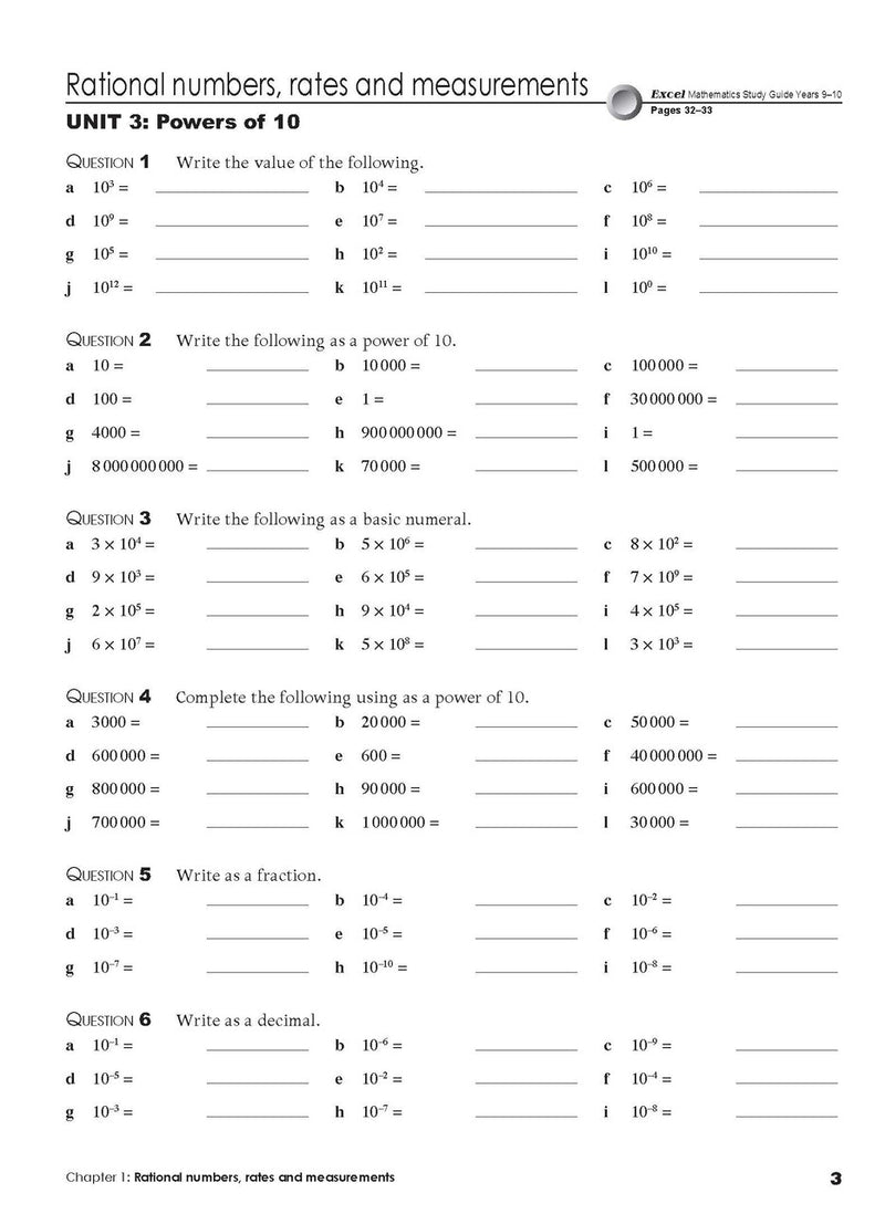 Seventh sample inside page from Excel Essential Skills Mathematics Extension Revision and Exam Workbook Year 9, showing printed maths content from the workbook
