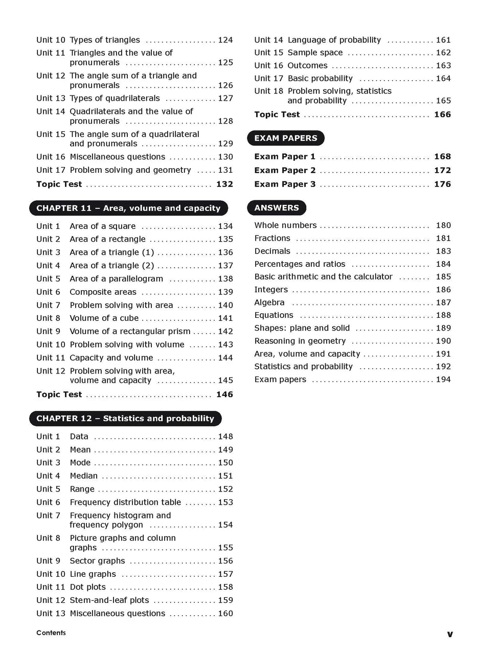 Third sample inside page from Excel Essential Skills Mathematics Extension Revision and Exam Workbook Year 7, showing printed maths content from the workbook