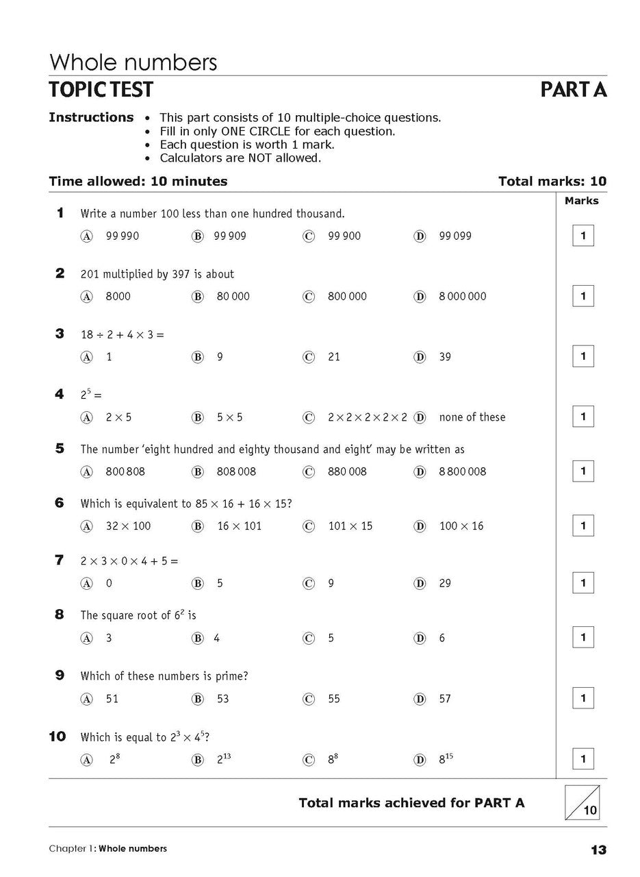Eighth sample inside page from Excel Essential Skills Mathematics Extension Revision and Exam Workbook Year 7, showing printed maths content from the workbook