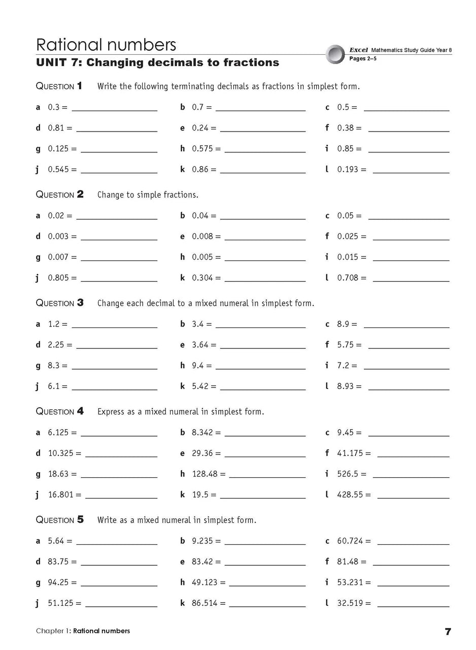 Eleventh sample inside page from Excel Essential Skills Mathematics Extension Revision and Exam Workbook Year 8, showing printed maths content from the workbook