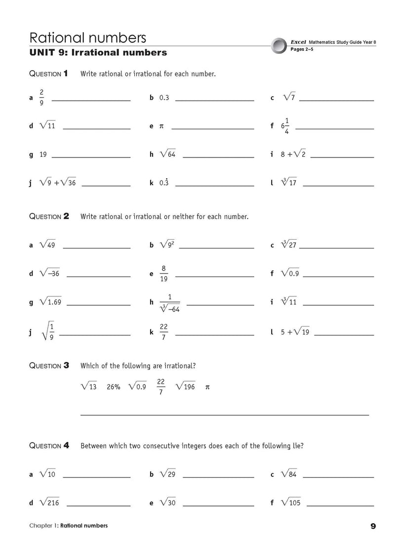 Thirteenth sample inside page from Excel Essential Skills Mathematics Extension Revision and Exam Workbook Year 8, showing printed maths content from the workbook