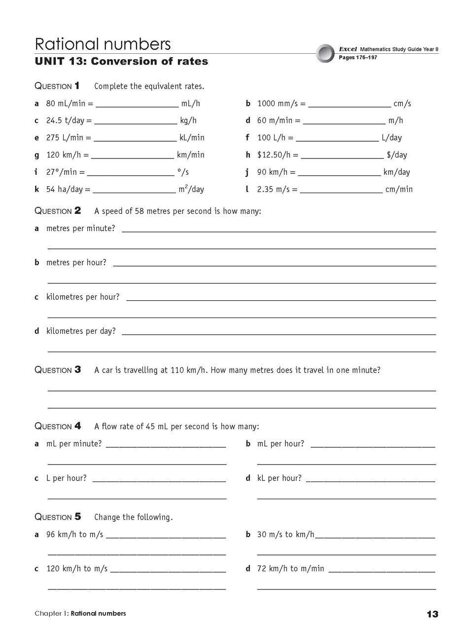 Seventeenth sample inside page from Excel Essential Skills Mathematics Extension Revision and Exam Workbook Year 8, showing printed maths content from the workbook