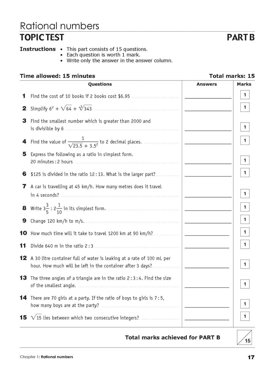 Twenty-first sample inside page from Excel Essential Skills Mathematics Extension Revision and Exam Workbook Year 8, showing printed maths content from the workbook