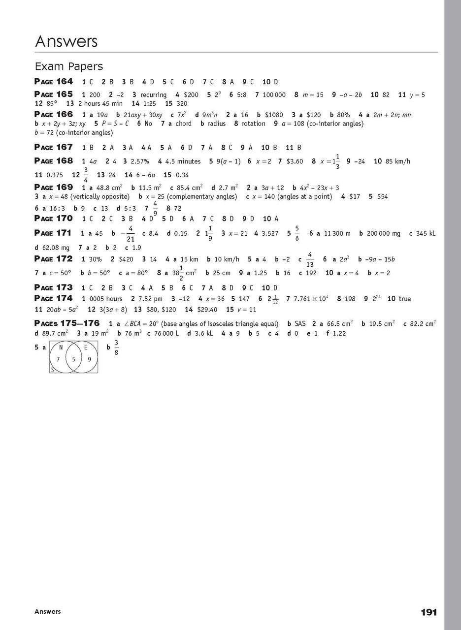 Twenty-fourth sample inside page from Excel Essential Skills Mathematics Extension Revision and Exam Workbook Year 8, showing printed maths content from the workbook