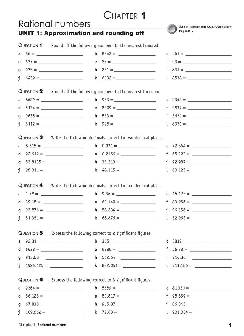 Fifth sample inside page from Excel Essential Skills Mathematics Extension Revision and Exam Workbook Year 8, showing printed maths content from the workbook