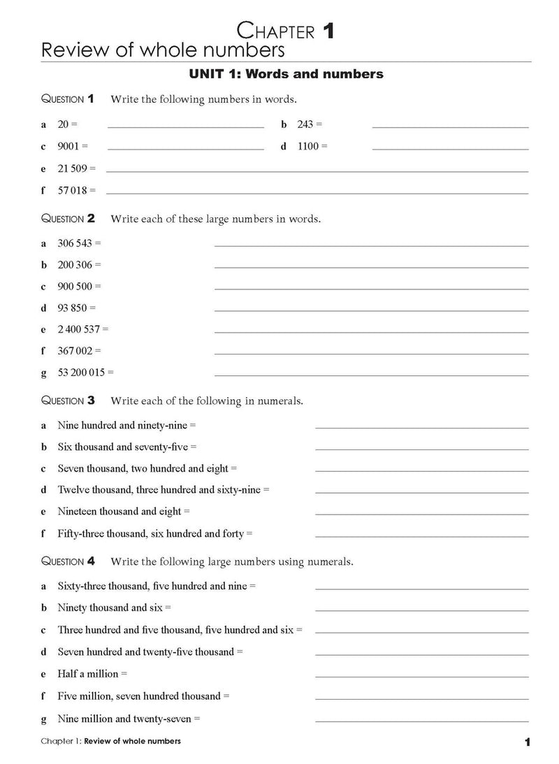 Sample interior page from the Excel Essential Skills Mathematics Revision and Exam Workbook Year 7 as shown in the publisher preview