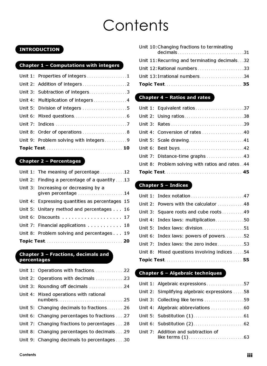 First sample inside page from Excel Essential Skills Mathematics Revision and Exam Workbook Year 8, showing printed maths content from the workbook