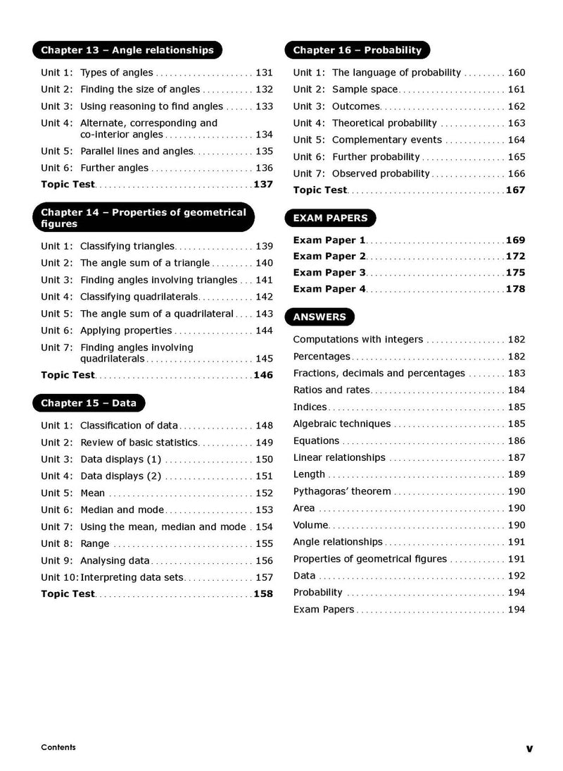 Third sample inside page from Excel Essential Skills Mathematics Revision and Exam Workbook Year 8, showing printed maths content from the workbook