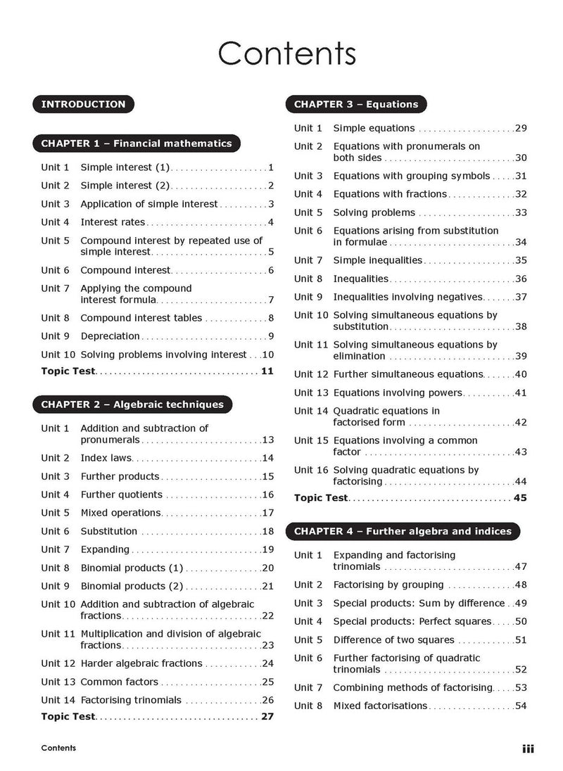 First sample inside page from Excel Essential Skills Mathematics Revision and Exam Workbook Year 10, showing printed maths content from the workbook