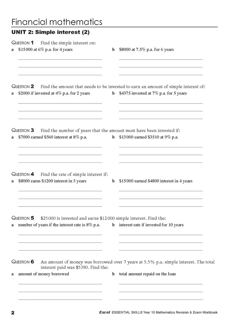 Fifth sample inside page from Excel Essential Skills Mathematics Revision and Exam Workbook Year 10, showing printed maths content from the workbook