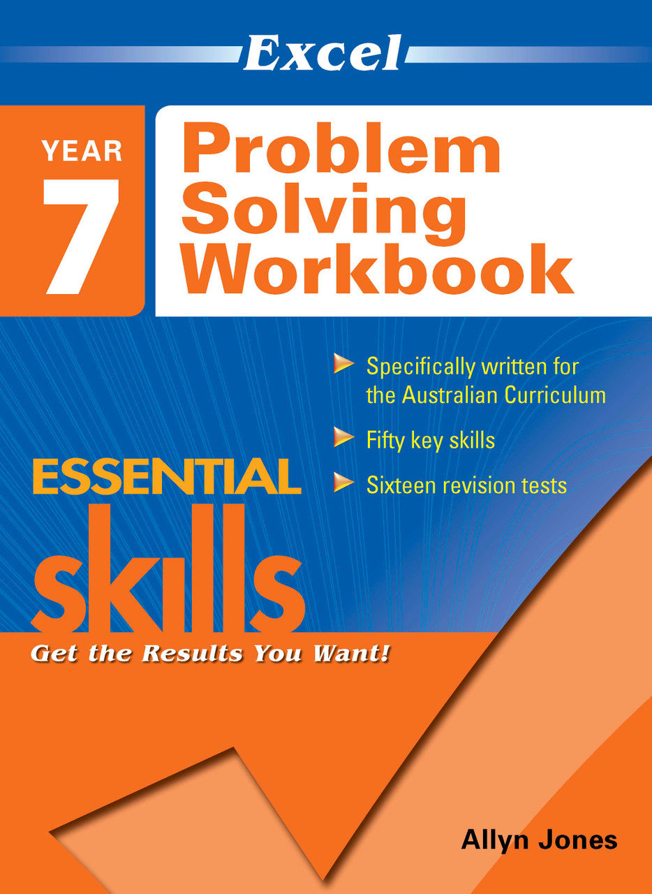 Front cover of Excel Essential Skills Problem Solving Workbook Year 7 from Pascal Press, showing the Excel Essential Skills series branding and title
