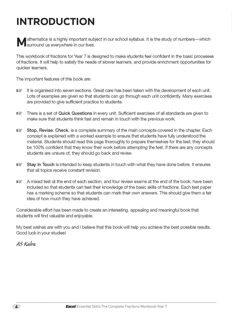 Sample interior page from the Excel Essential Skills The Complete Fractions Workbook Year 7 as shown in the Pascal Press gallery