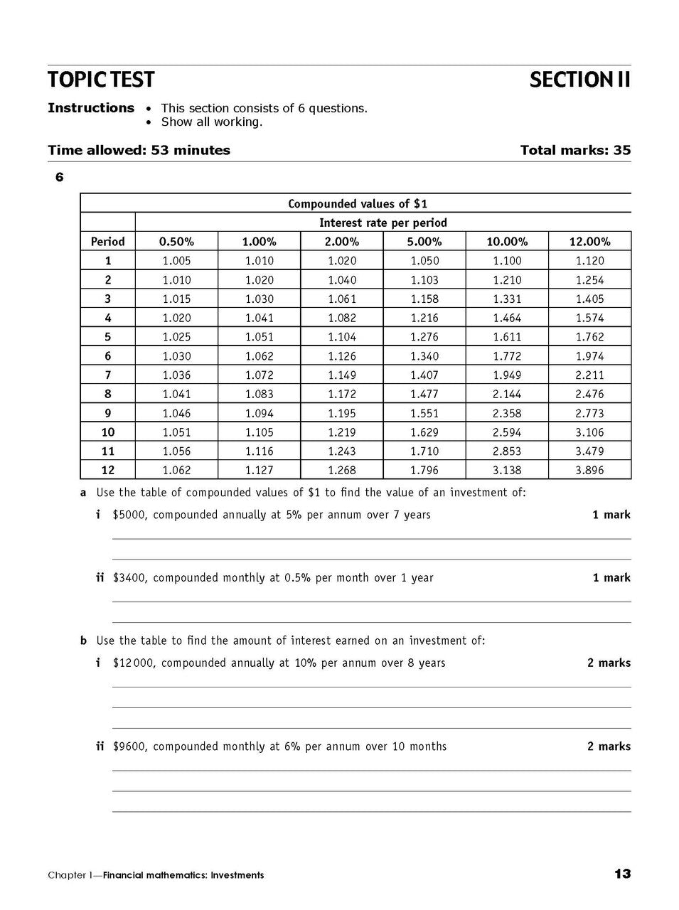 Sample interior page from the Excel Essential Skills Year 12 Mathematics Standard 1 Revision and Exam Workbook as shown in the Pascal Press product gallery