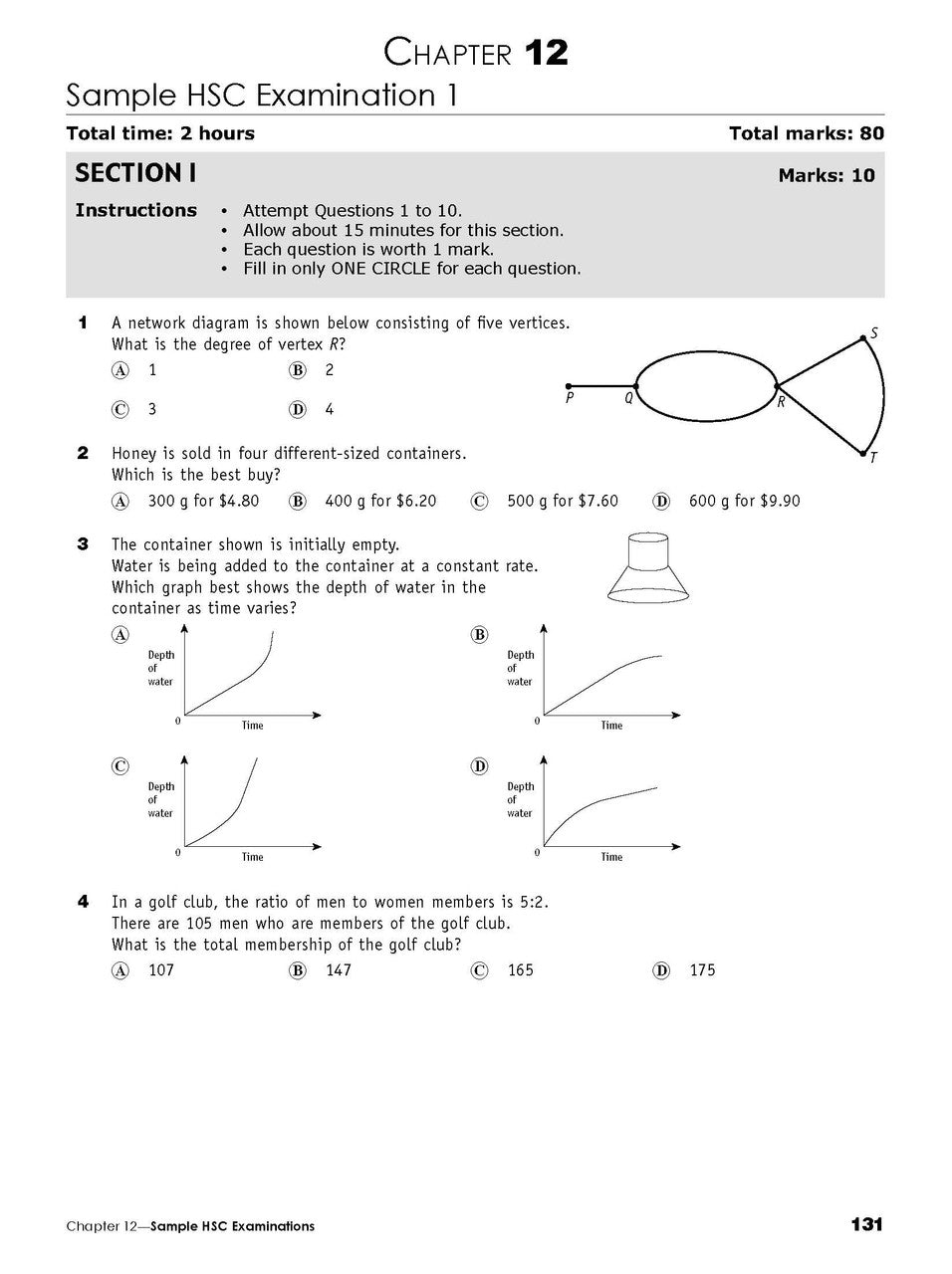 Sample interior page from the Excel Essential Skills Year 12 Mathematics Standard 1 Revision and Exam Workbook as shown in the Pascal Press product gallery