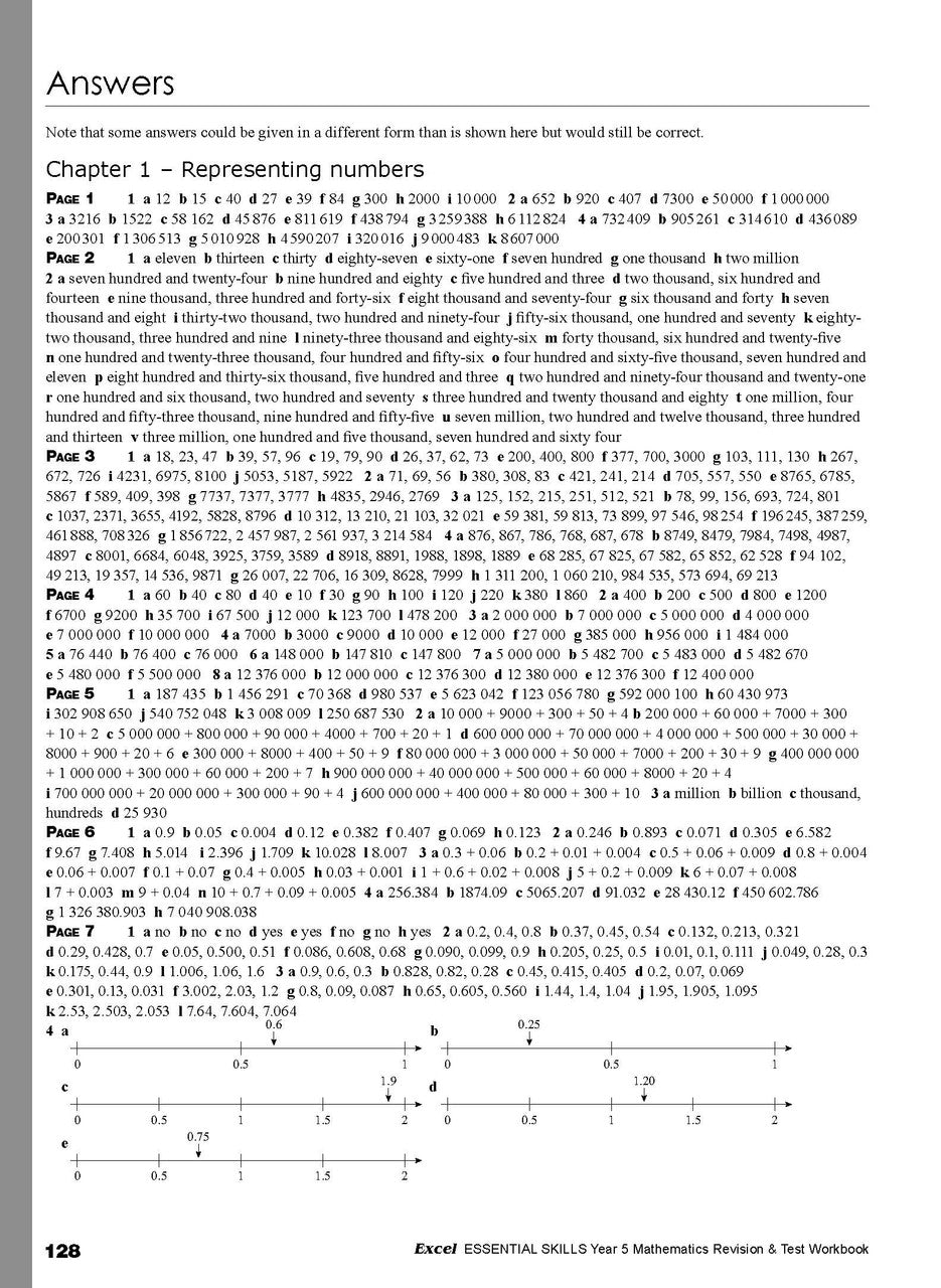 Sample interior page from the Excel Essential Skills Year 5 Mathematics Revision and Test Workbook workbook, the twelfth image in the publisher gallery