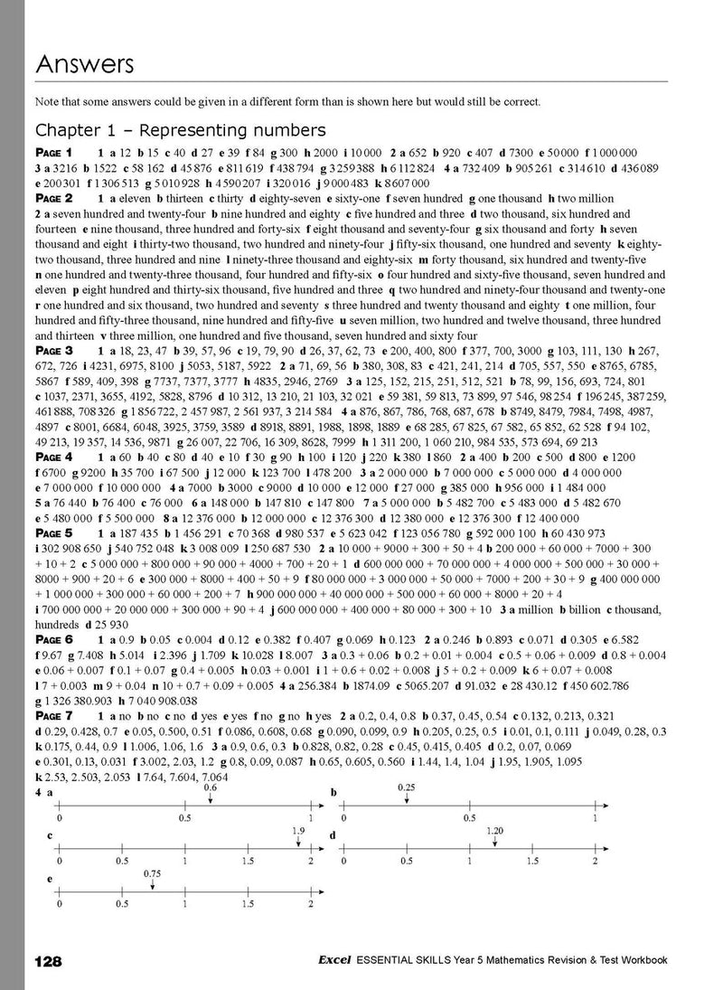 Sample interior page from the Excel Essential Skills Year 5 Mathematics Revision and Test Workbook workbook, the twelfth image in the publisher gallery