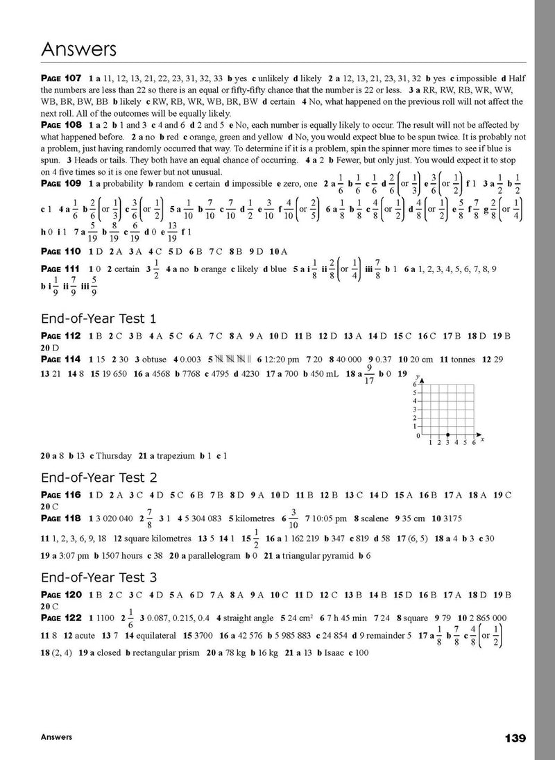 Sample interior page from the Excel Essential Skills Year 5 Mathematics Revision and Test Workbook workbook, the thirteenth image in the publisher gallery