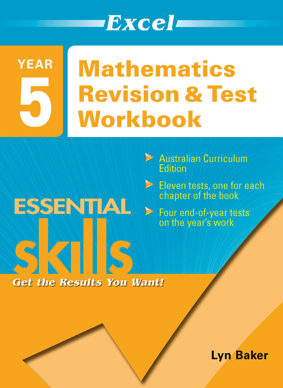 Front cover of the Excel Essential Skills Year 5 Mathematics Revision and Test Workbook workbook published by Pascal Press