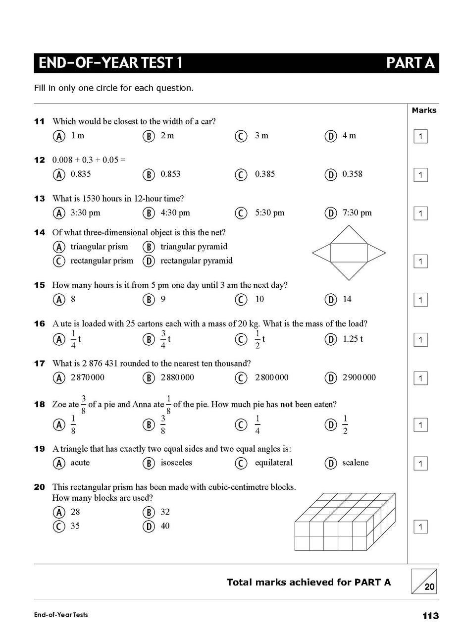Sample interior page from the Excel Essential Skills Year 5 Mathematics Revision and Test Workbook workbook, the ninth image in the publisher gallery