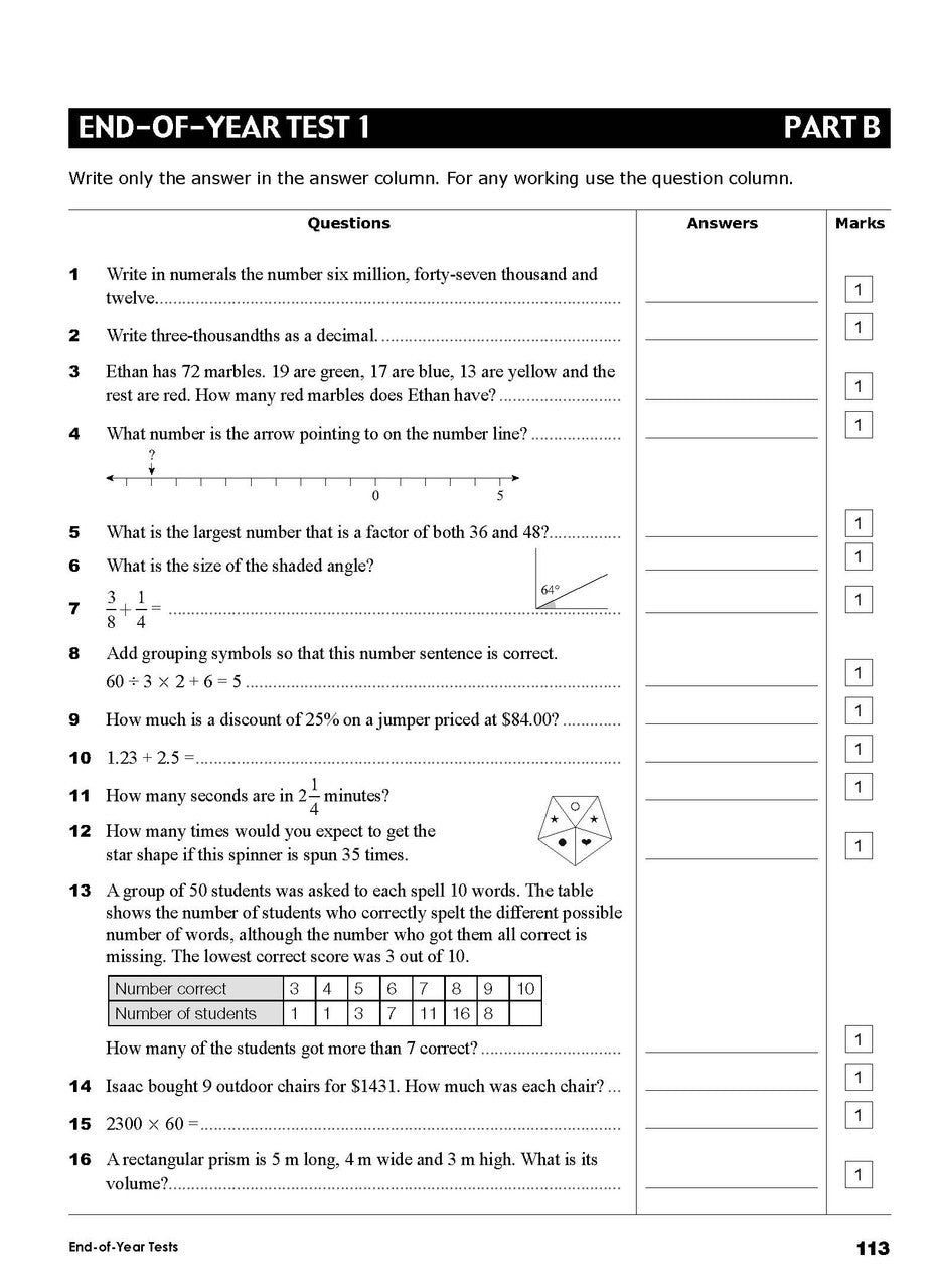 Sample interior page from the Excel Essential Skills Year 6 Mathematics Revision and Test Workbook workbook, the tenth image in the publisher gallery