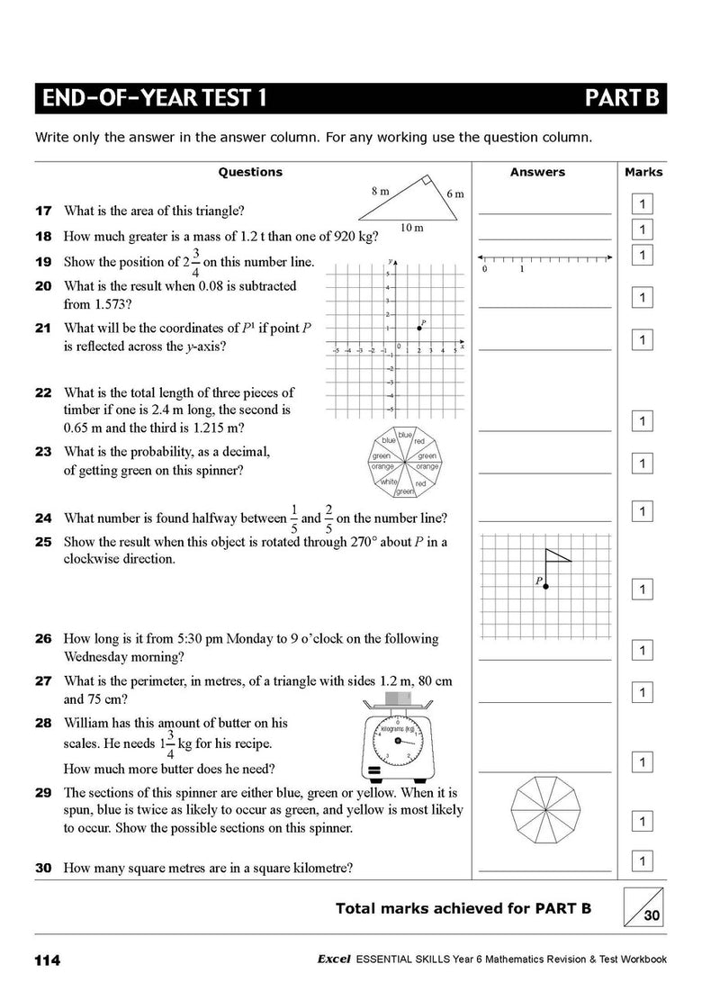 Sample interior page from the Excel Essential Skills Year 6 Mathematics Revision and Test Workbook workbook, the eleventh image in the publisher gallery