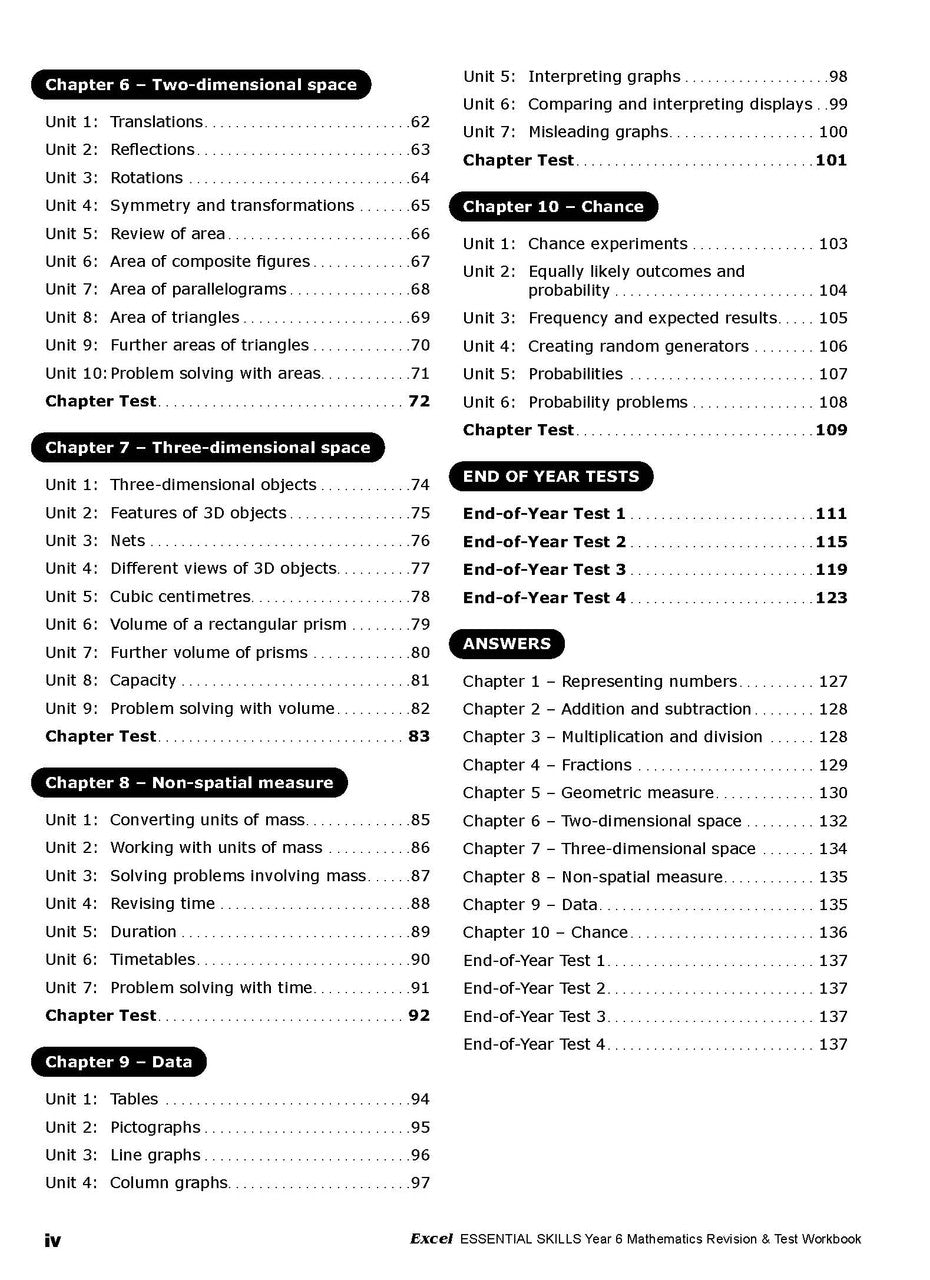 Sample interior page from the Excel Essential Skills Year 6 Mathematics Revision and Test Workbook workbook, the third image in the publisher gallery