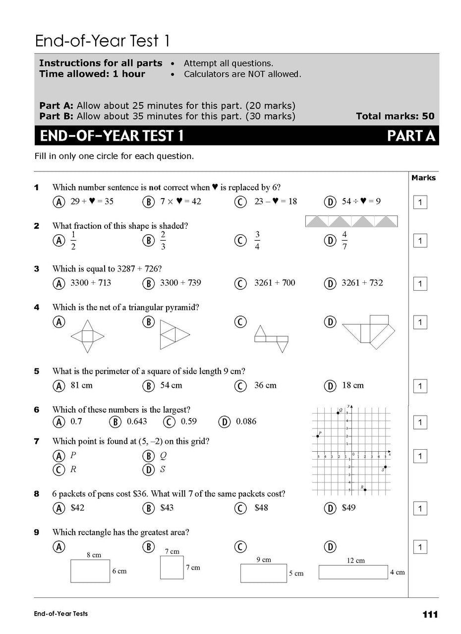 Sample interior page from the Excel Essential Skills Year 6 Mathematics Revision and Test Workbook workbook, the eighth image in the publisher gallery