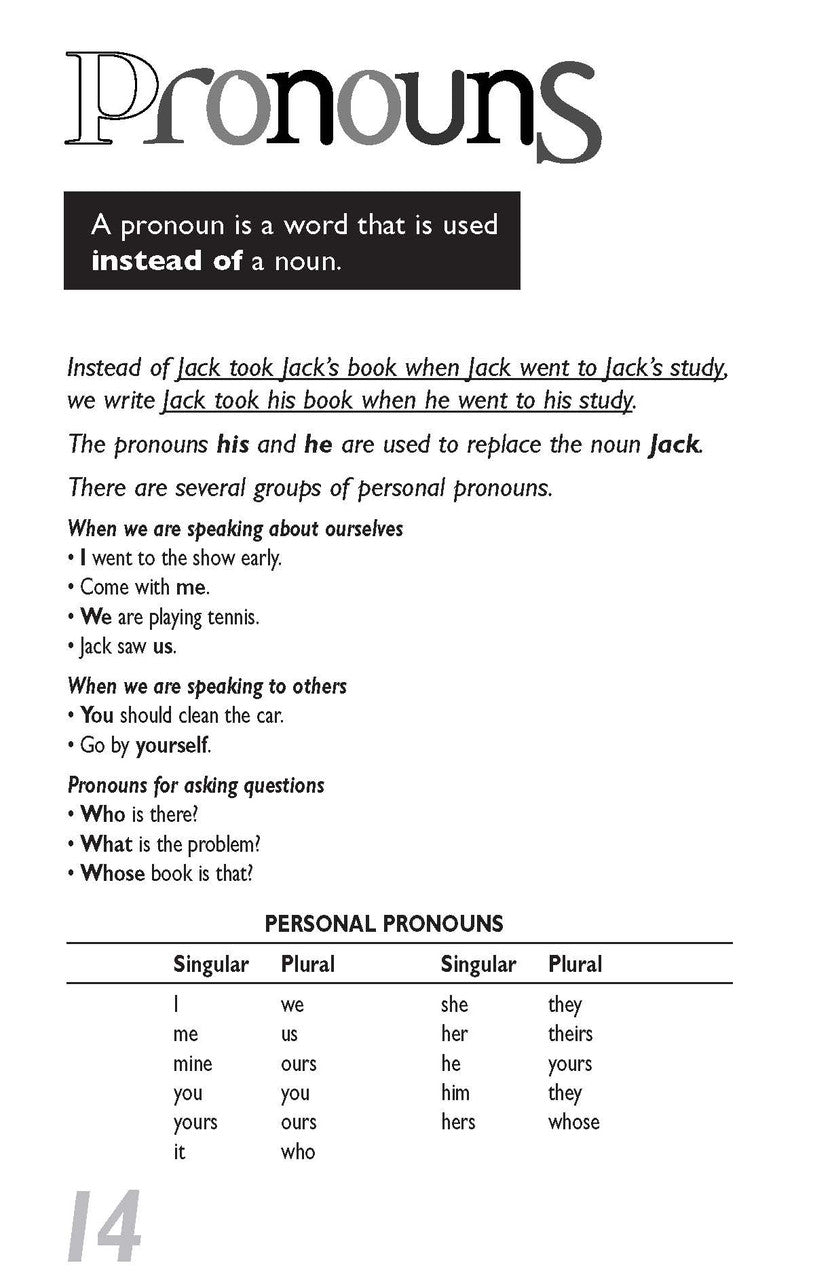 Sample inside page from Pascal's Basic Primary Grammar Years 3-6, taken from the publisher product gallery