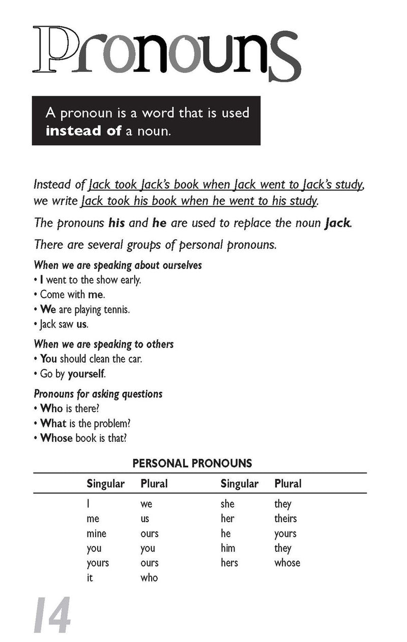 Sample inside page from Pascal's Basic Primary Grammar Years 3-6, taken from the publisher product gallery