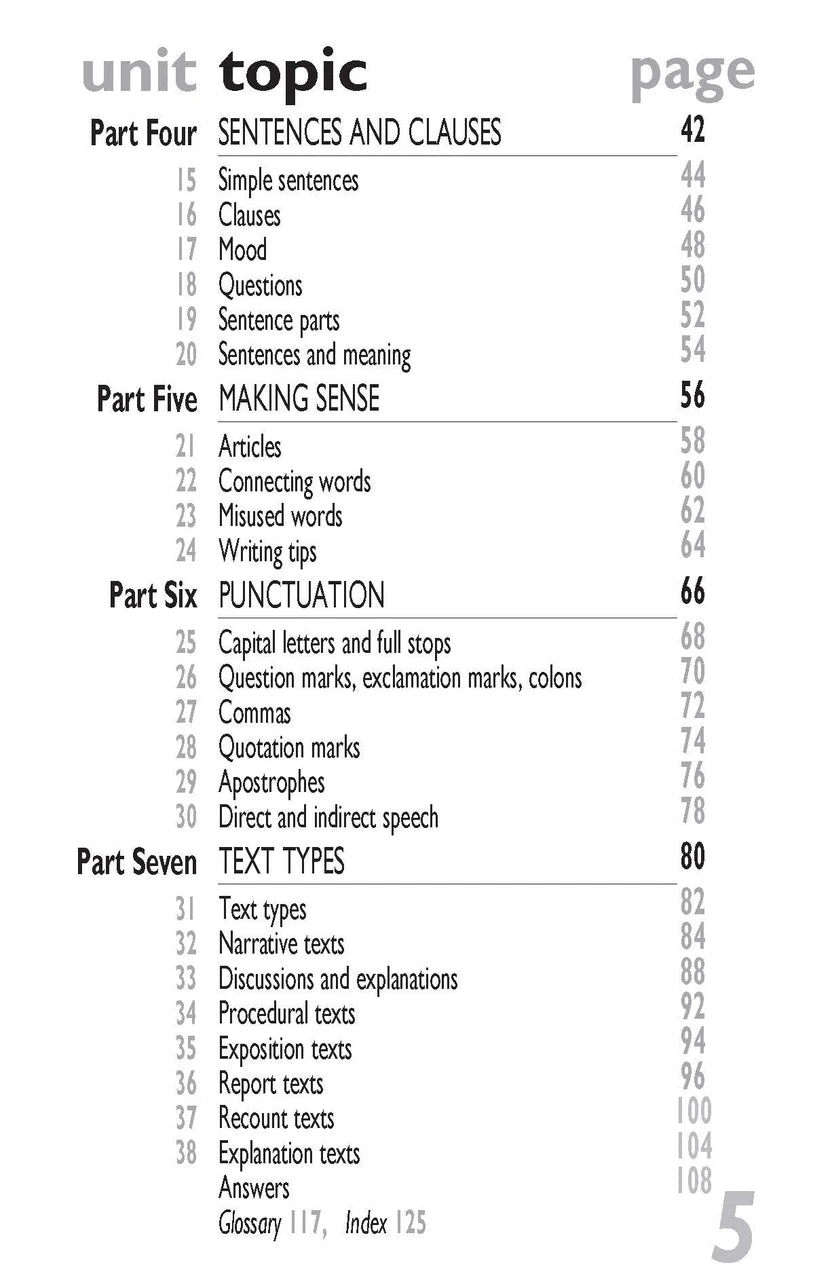 Sample inside page from Pascal's Basic Primary Grammar Years 3-6, taken from the publisher product gallery