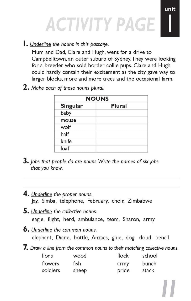 Sample inside page from Pascal's Basic Primary Grammar Years 3-6, taken from the publisher product gallery