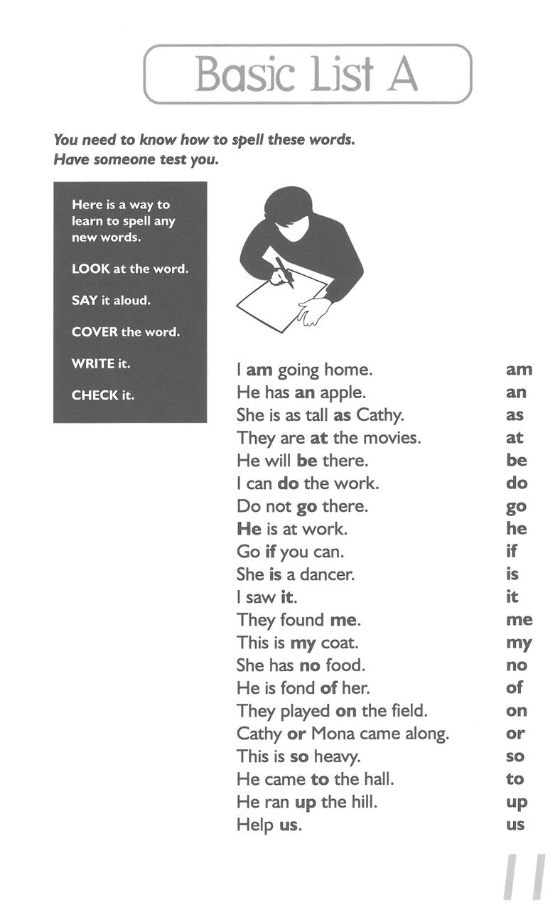Sample inside page from Pascal's Basic Primary Spelling Years 1-4, taken from the publisher product gallery