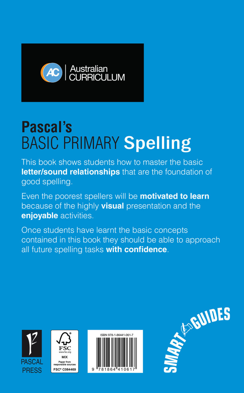 Sample inside page from Pascal's Basic Primary Spelling Years 1-4, taken from the publisher product gallery