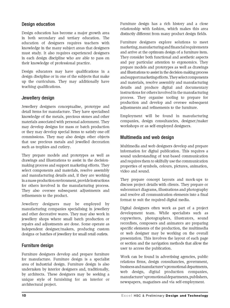 Inside page preview from the Excel HSC and Preliminary Design and Technology Study Guide, the ninth sample page in the publisher's gallery
