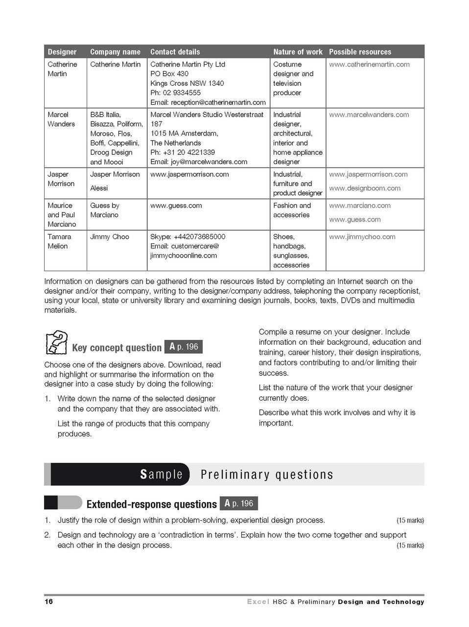 Inside page preview from the Excel HSC and Preliminary Design and Technology Study Guide, the eleventh sample page in the publisher's gallery