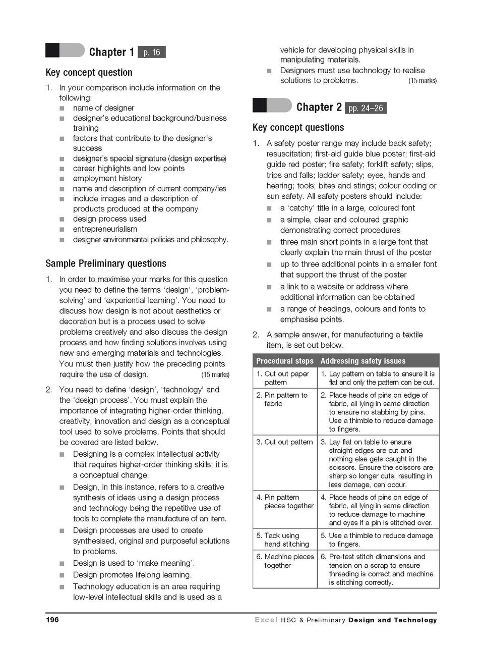 Inside page preview from the Excel HSC and Preliminary Design and Technology Study Guide, the thirteenth sample page in the publisher's gallery