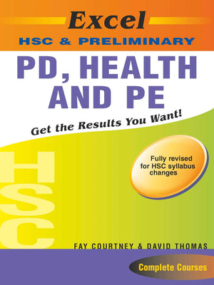 Front cover of the Excel HSC and Preliminary PDHPE Study Guide from Pascal Press, the main product image for this senior study guide