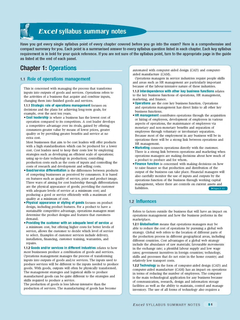 Inside page preview from the Excel HSC Business Studies Study Guide, the thirteenth sample page in the publisher's gallery