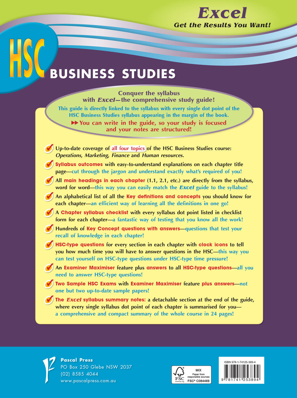Additional preview image from the Excel HSC Business Studies Study Guide, supplied by the publisher with the inside page samples