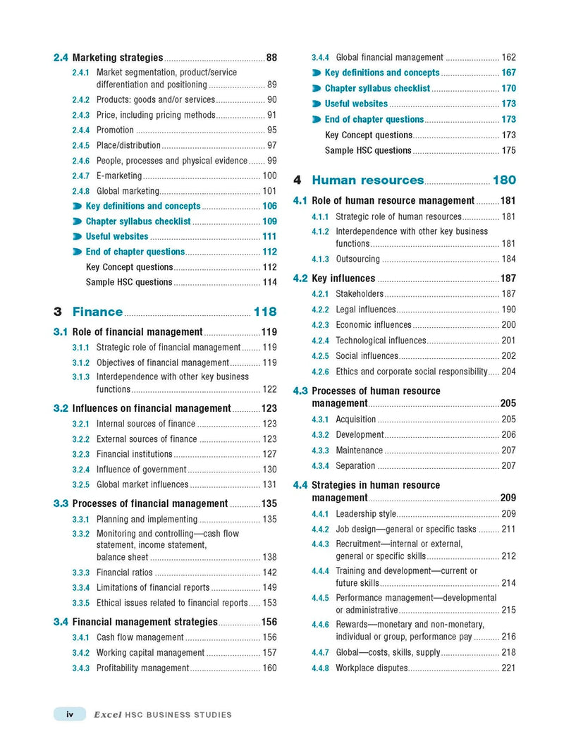 Inside page preview from the Excel HSC Business Studies Study Guide, the second sample page in the publisher's gallery